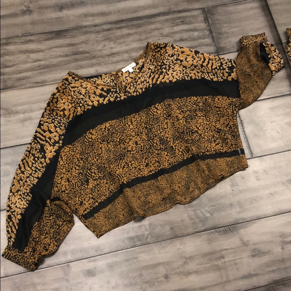 Animal print sheer blouse